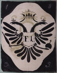 Totenschild des 1835 verstorbenen Kaisers von Österreich, Franz I. (Rückseite des älteren Totenschildes Inv.-Nr. 276)