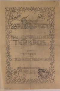 Entwurf für den Umschlag des Buches "Nachdenklicher Tierkreis" von Franz Karl Ginzkey